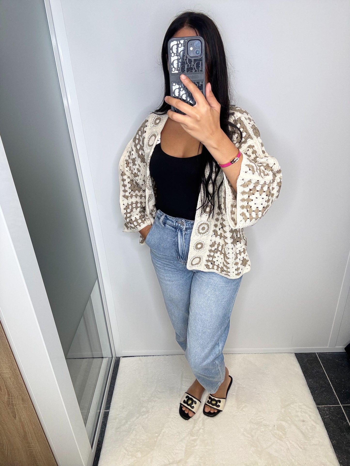 Gilet crochet taupe