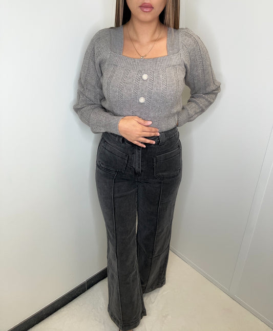 Pull strass gris